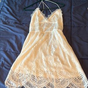 White Lace Halter Dress